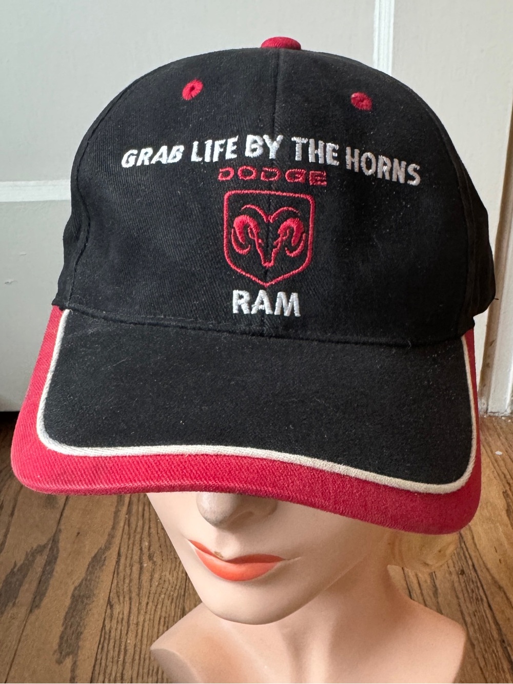 Y2K Dodge Ram 'Grab Life By The Horns' Black & Red Baseball Cap